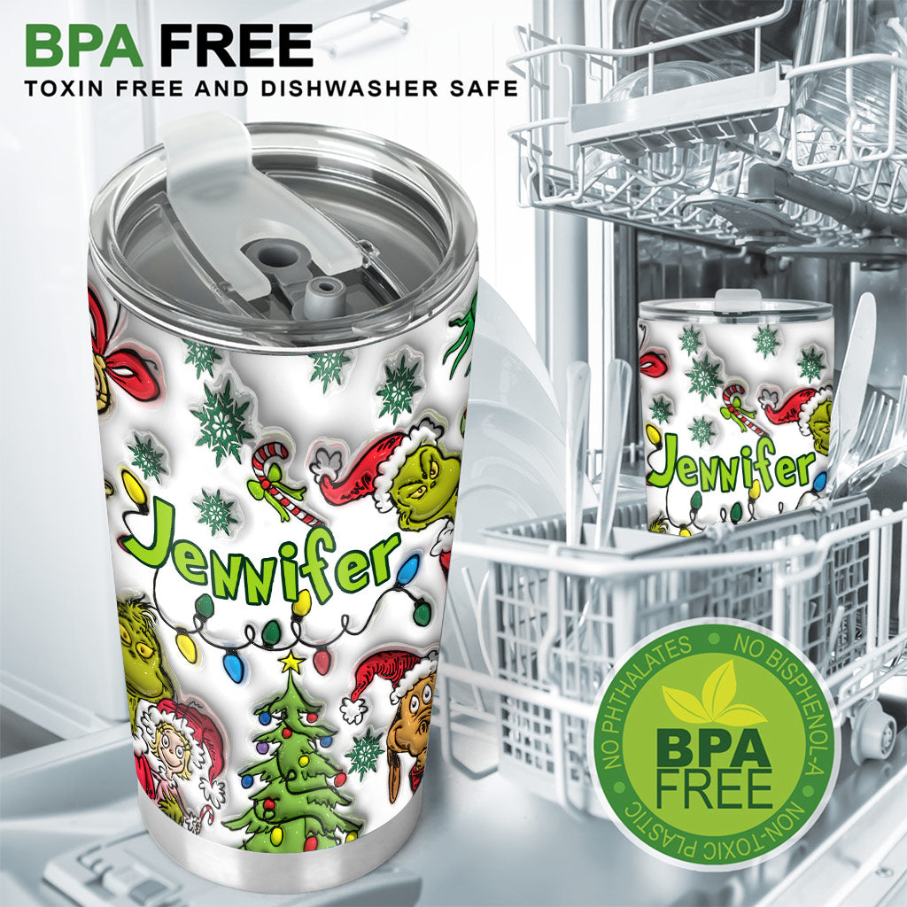 Personalized Grinch Tumbler with Name Custom Christmas Gift Tumbler GradoCreations