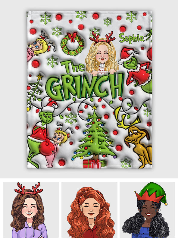 Personalized Grinch Blanket Custom Name Gift for Christmas Blanket GradoCreations
