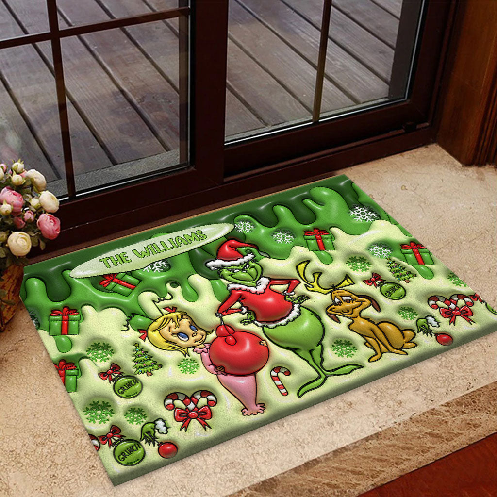 Personalized Grinch Christmas Doormat Custom Family Name Gift Doormat GradoCreations