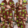 Personalized Merry Grinchmas Button Down Pajamas for Couples Button Down Pajamas GradoCreations