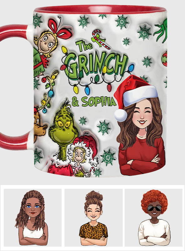 Personalized Accent Mug Custom Name Grinch Design Gift for Christmas Accent Mug GradoCreations
