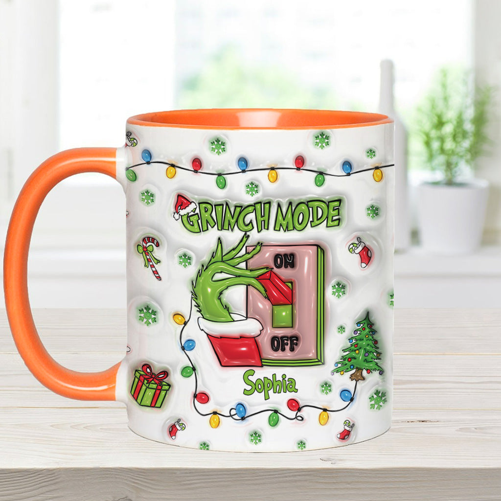 Personalized Grinch Mode Accent Mug Custom Name Holiday Gift Accent Mug GradoCreations