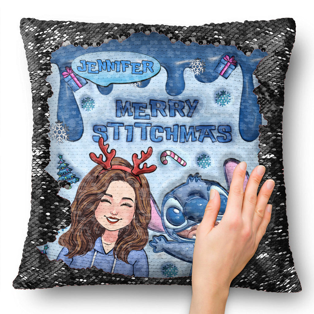 Personalized Sequin Pillow Cover Merry Christmas Gift for Mom Sequin Pillow Cover GradoCreations