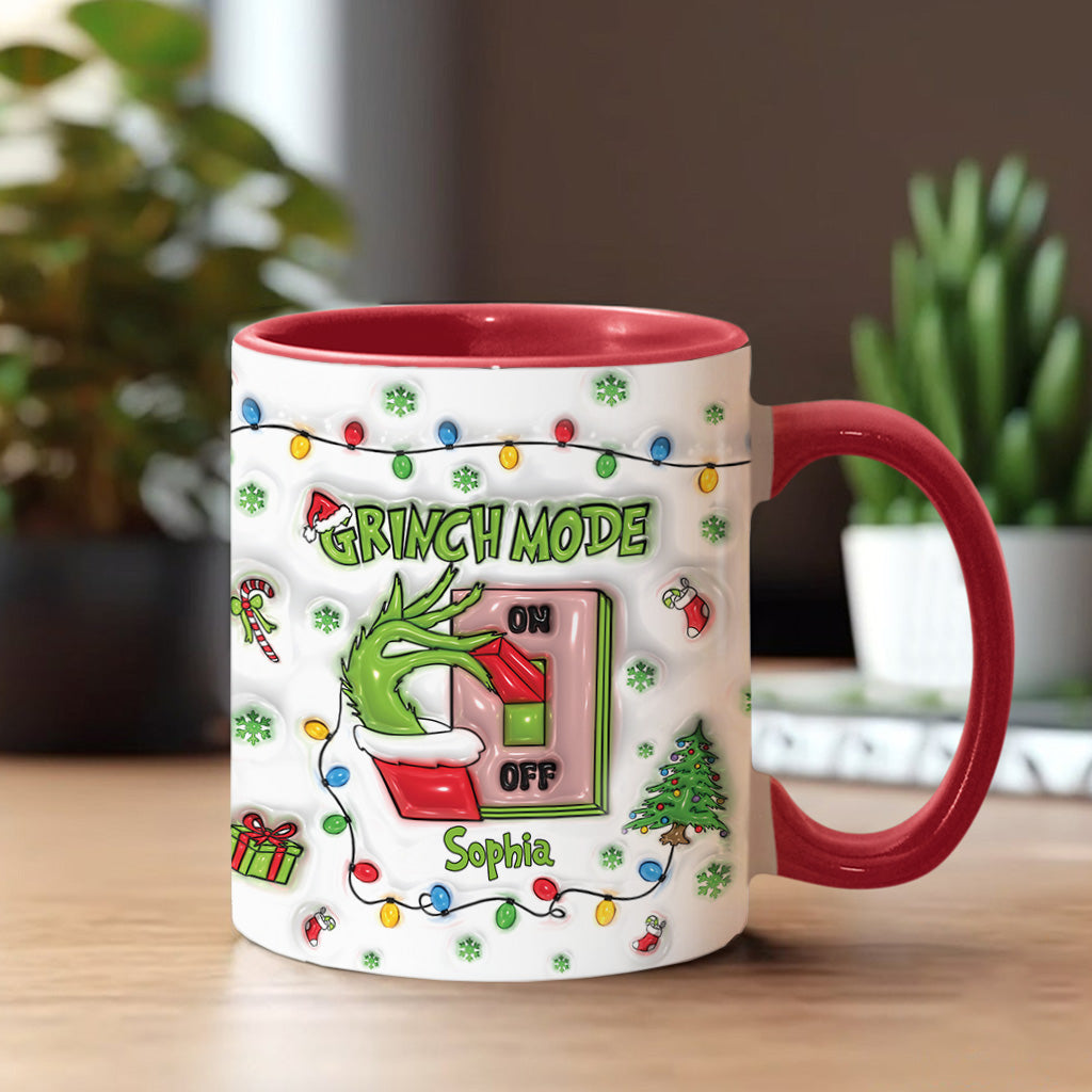 Personalized Grinch Mode Accent Mug Custom Name Holiday Gift Accent Mug GradoCreations