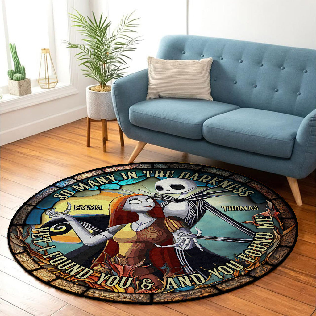 Personalized Stained Glass Round Rug Custom Couple Gift Round Rug GradoCreations
