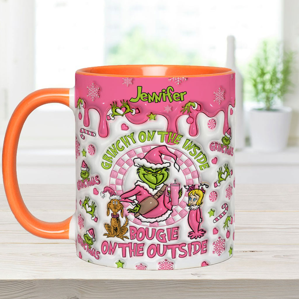 Personalized Christmas Accent Mug Grinchy On The Inside Gift Accent Mug GradoCreations