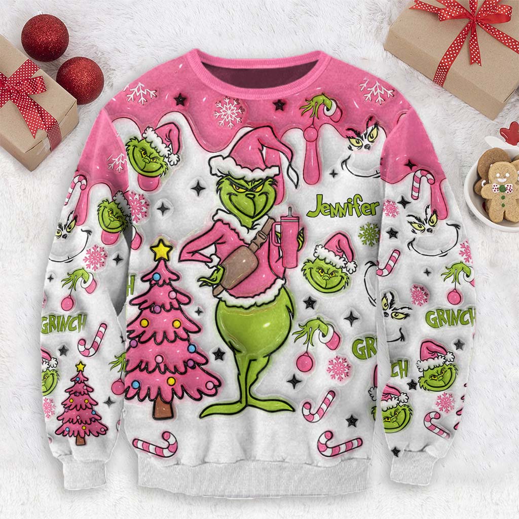 Personalized Grinch Ugly Christmas Sweater Gift for Mom Ugly Sweater GradoCreations