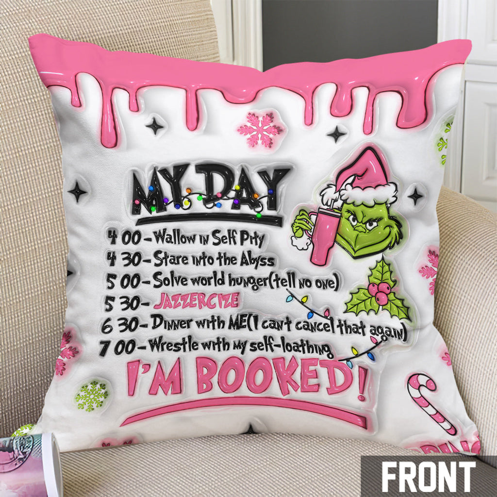 Personalized Grinch Christmas Throw Pillow with Custom Name Throw Pillow GradoCreations