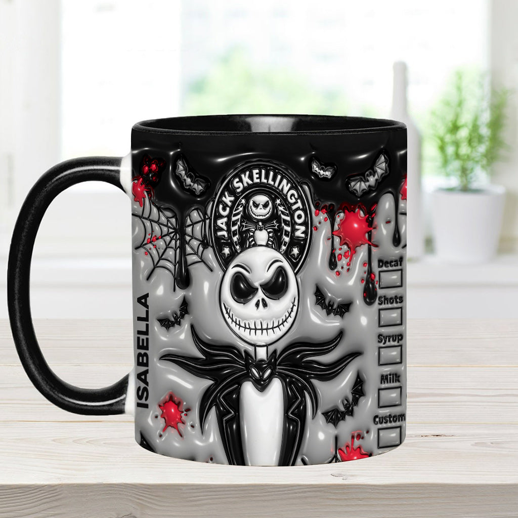 Personalized Nightmare Skeleton Mug Custom Name Gift for Halloween Accent Mug GradoCreations