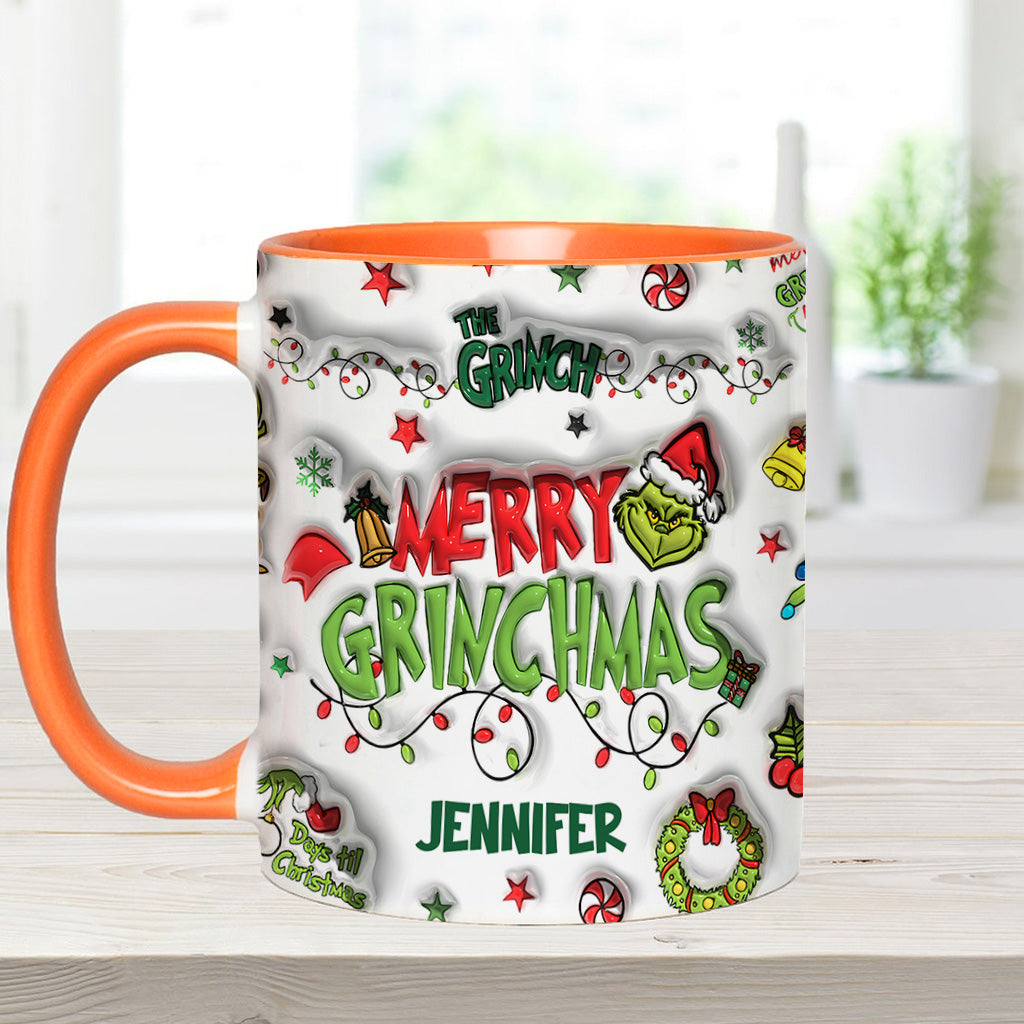 Personalized Grinch Christmas Accent Mug Custom Name Gift Accent Mug GradoCreations