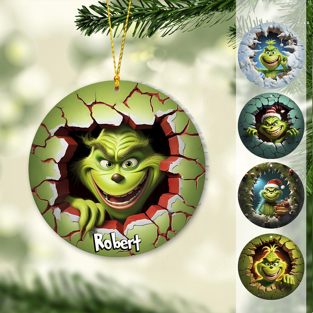 Personalized Grinch Christmas Ornament Custom Name Gift Ornament GradoCreations