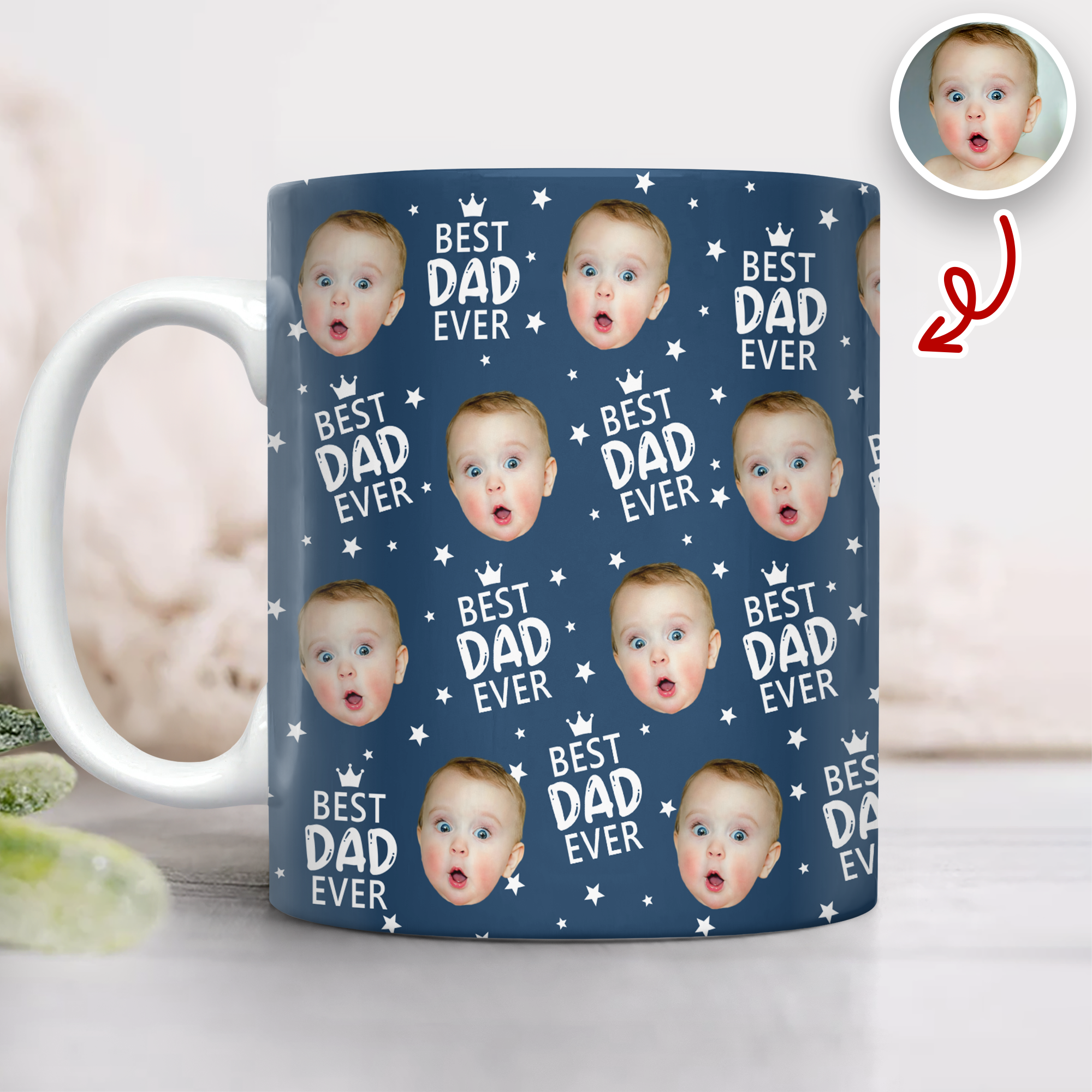 Personalized Best Dad Ever Coffee Mug Custom Photo Gift HN590 - edge to edge mug GradoCreations