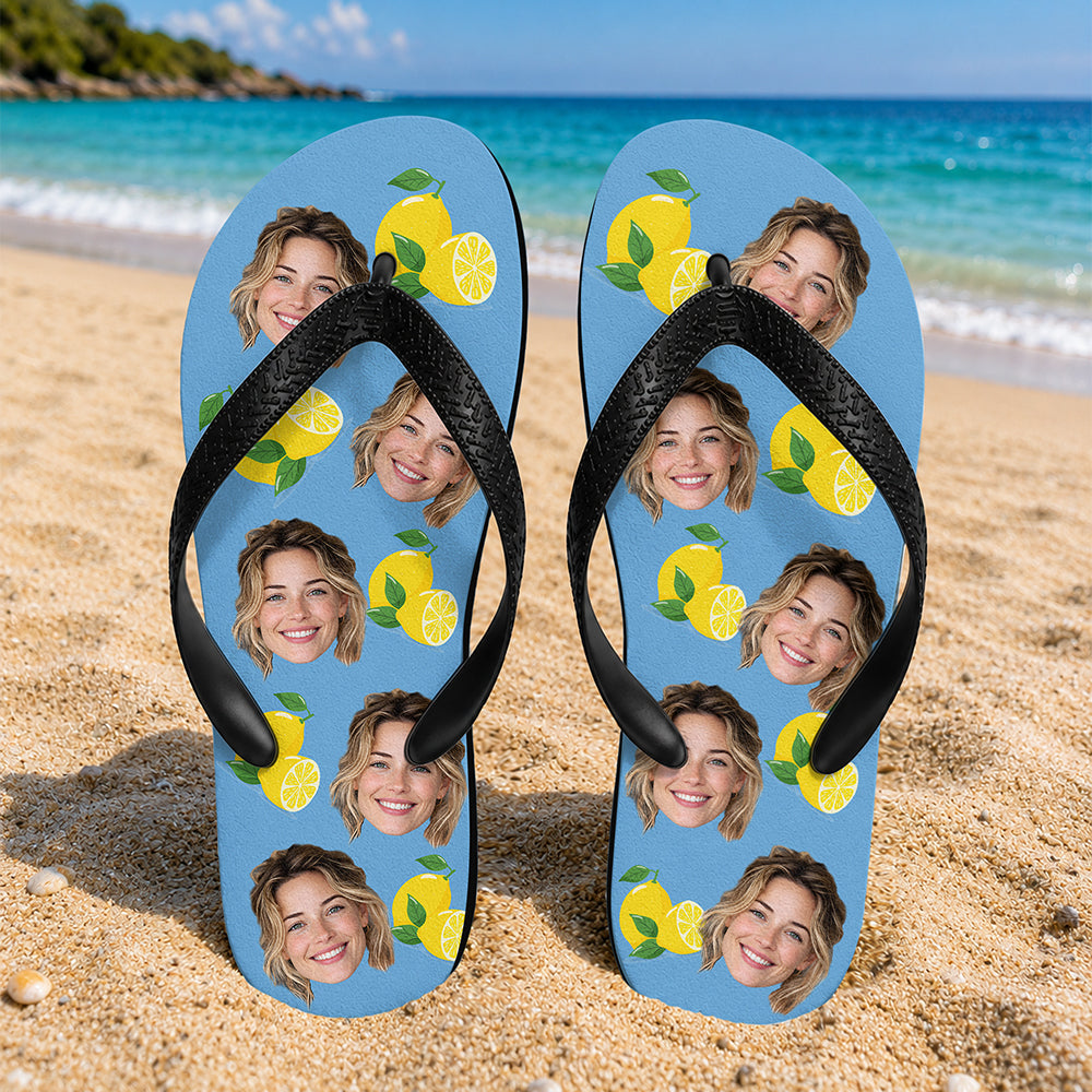 Personalized Custom Photo Tropical Flip Flops Beach Gift Flip Flop GradoCreations