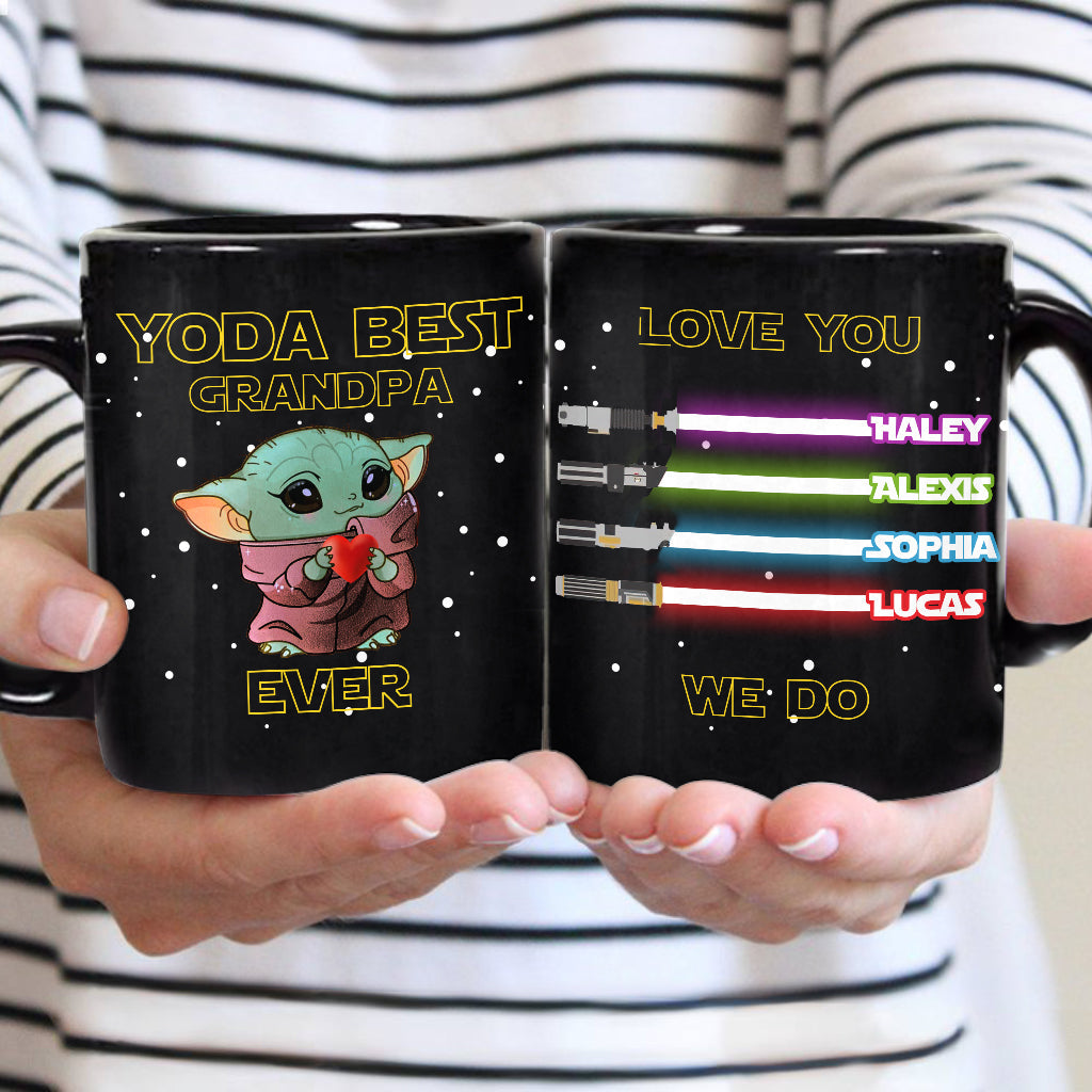 Personalized Yoda Best Grandpa Ever Mug with Custom Names Gift for Father's Day Mug GradoCreations