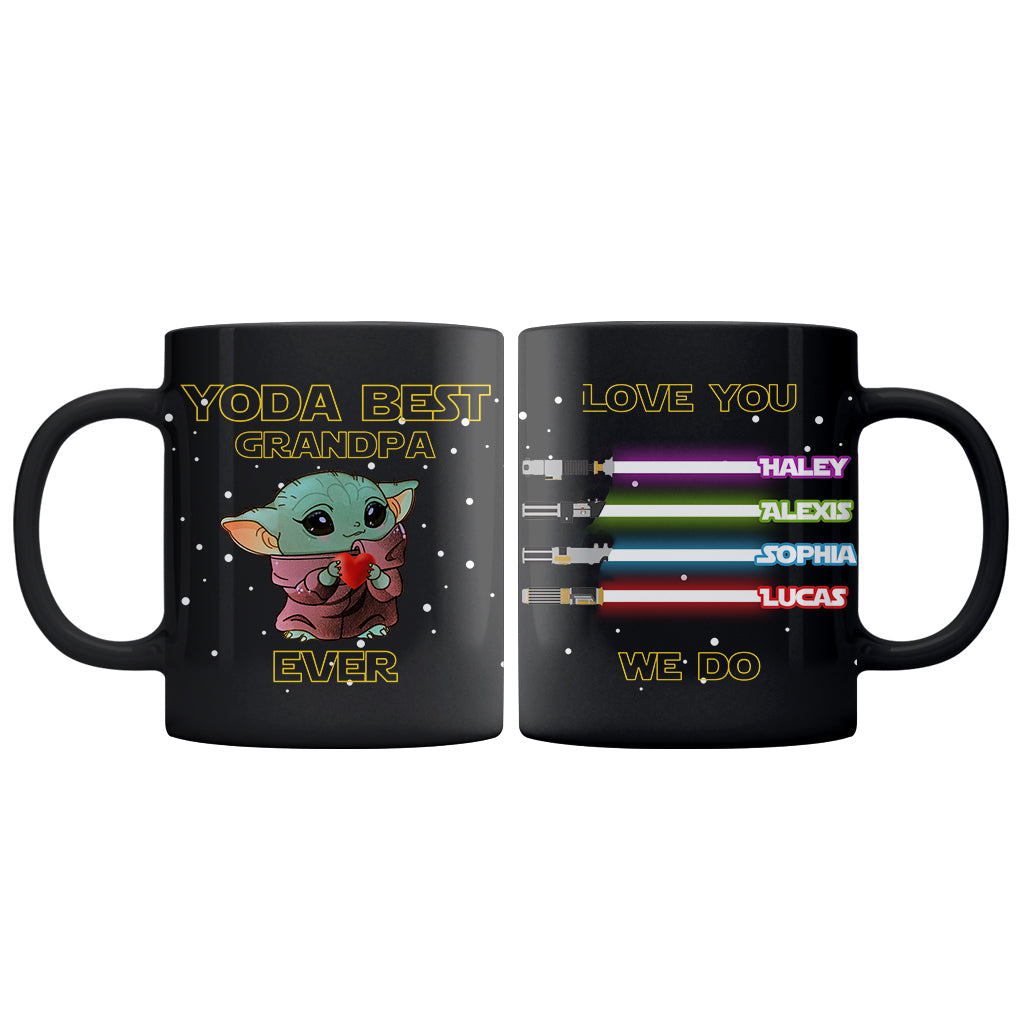 Personalized Yoda Best Grandpa Ever Mug with Custom Names Gift for Father's Day Mug GradoCreations