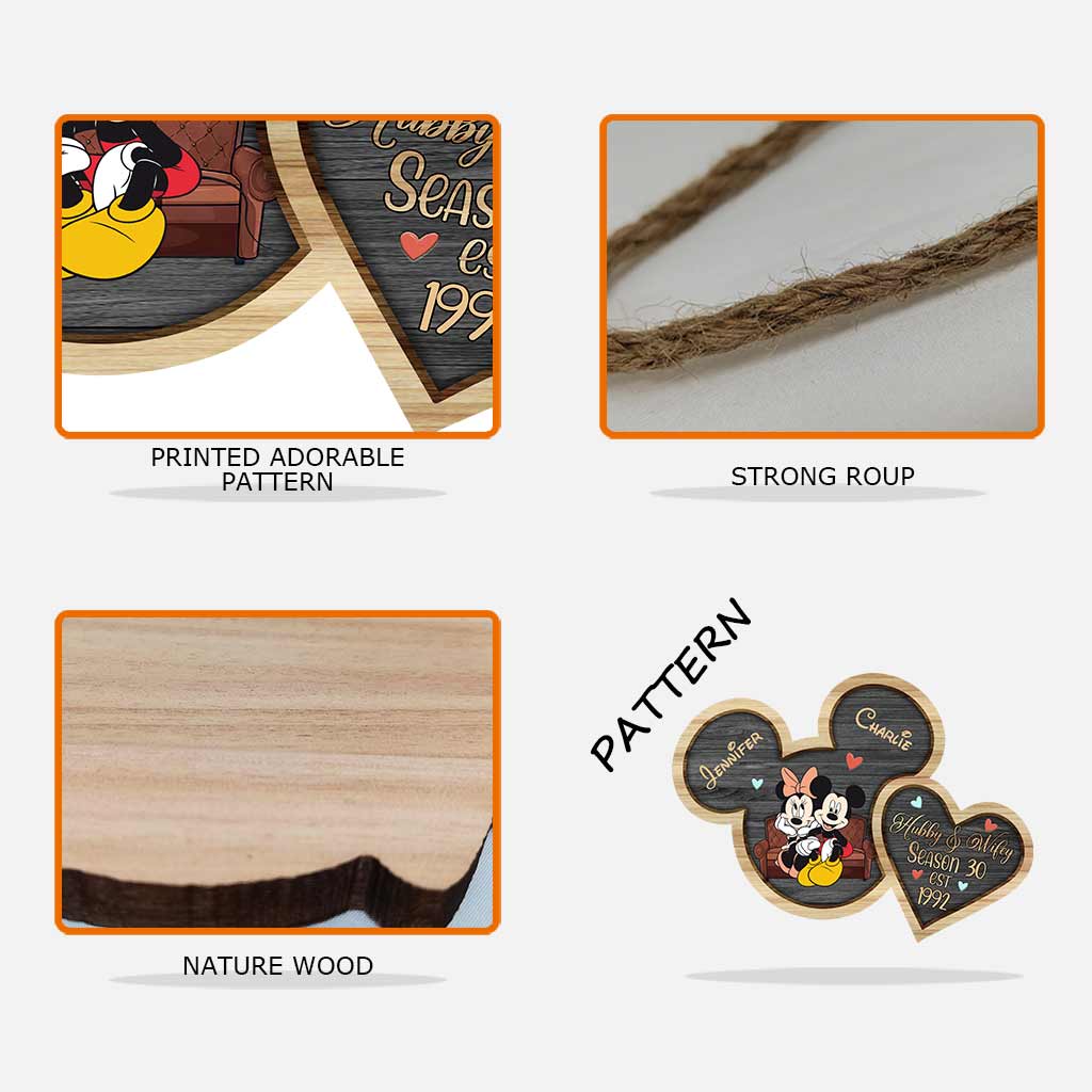 Personalized Mickey Mouse Couple Wood Sign Custom Family Name Wood Sign GradoCreations