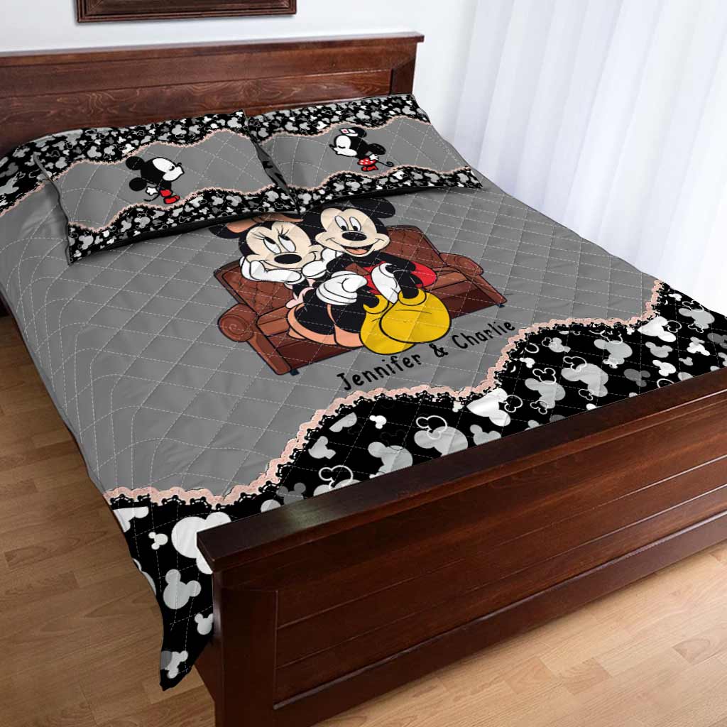 Personalized Mickey Mouse Quilt Set for Couples | Unique Wedding or Anniversary Gift Quilt Set GradoCreations