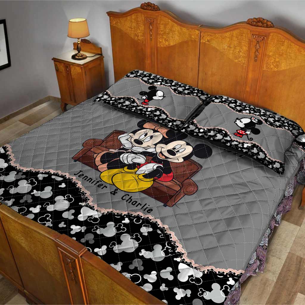 Personalized Mickey Mouse Quilt Set for Couples | Unique Wedding or Anniversary Gift Quilt Set GradoCreations