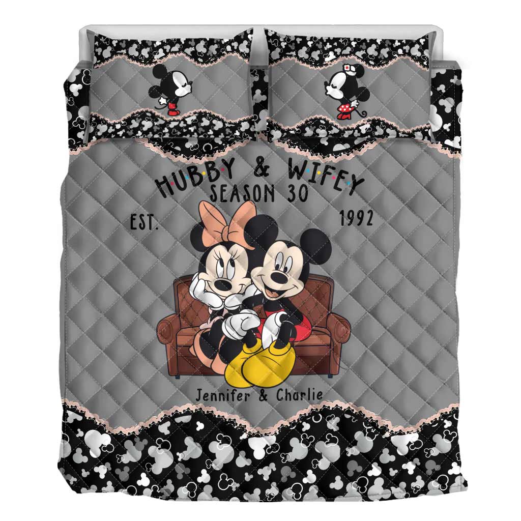 Personalized Mickey Mouse Quilt Set for Couples | Unique Wedding or Anniversary Gift Quilt Set GradoCreations