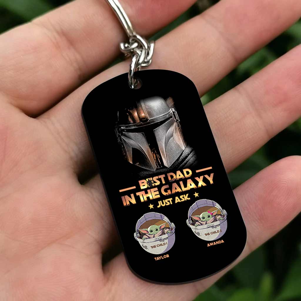 Personalized Stainless Steel Keychain Best Dad in the Galaxy Gift for Father's Day Stainless Steel Keychain GradoCreations