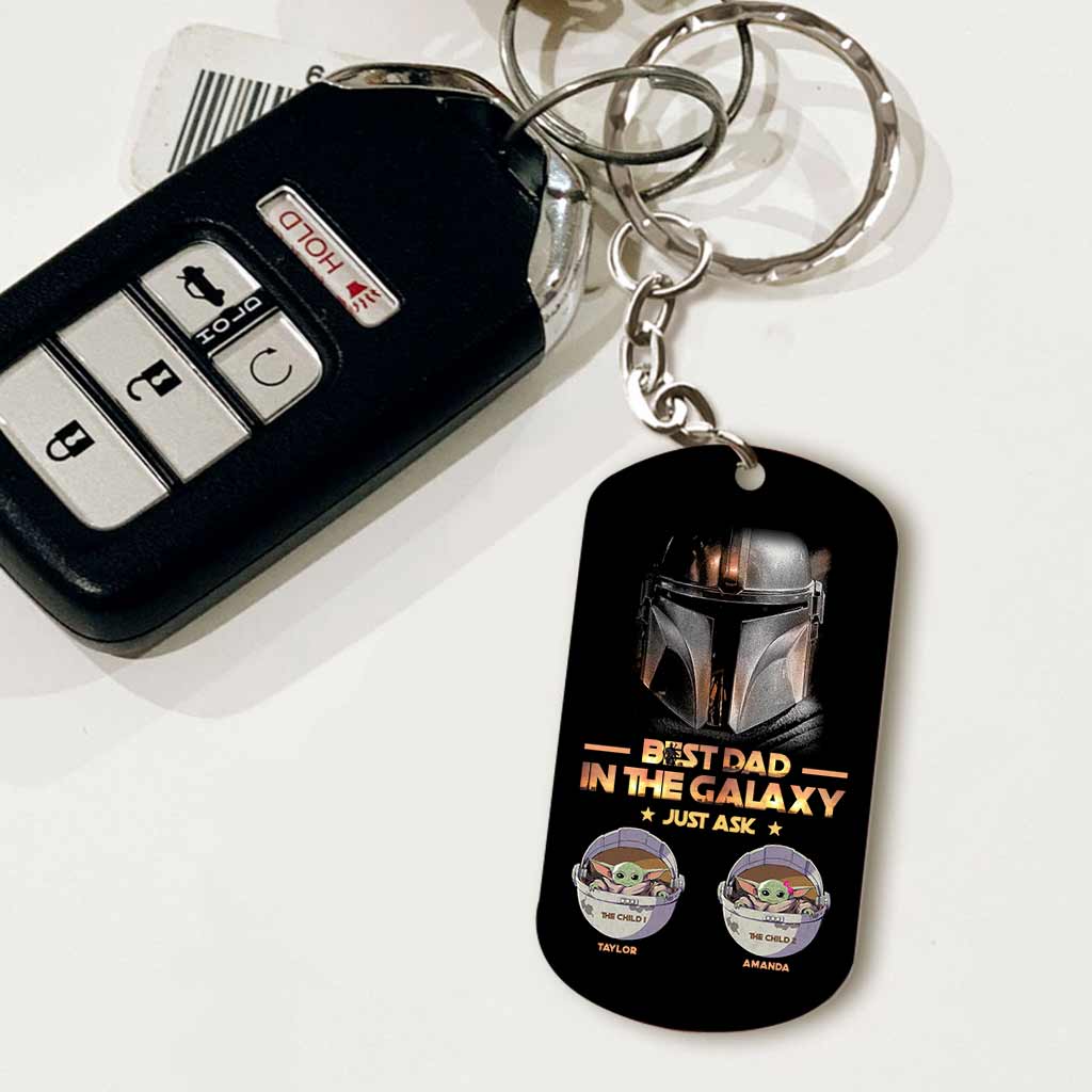 Personalized Stainless Steel Keychain Best Dad in the Galaxy Gift for Father's Day Stainless Steel Keychain GradoCreations