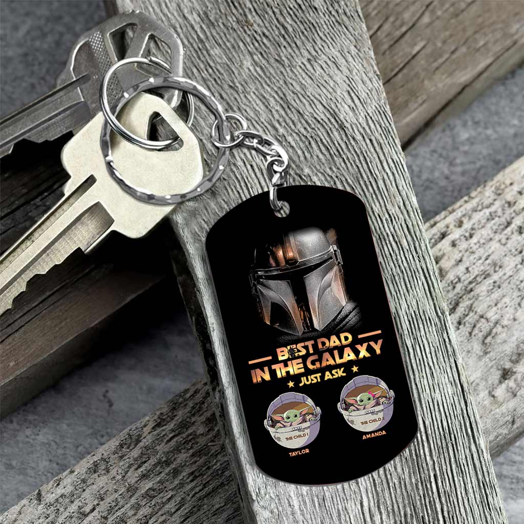 Personalized Stainless Steel Keychain Best Dad in the Galaxy Gift for Father's Day Stainless Steel Keychain GradoCreations