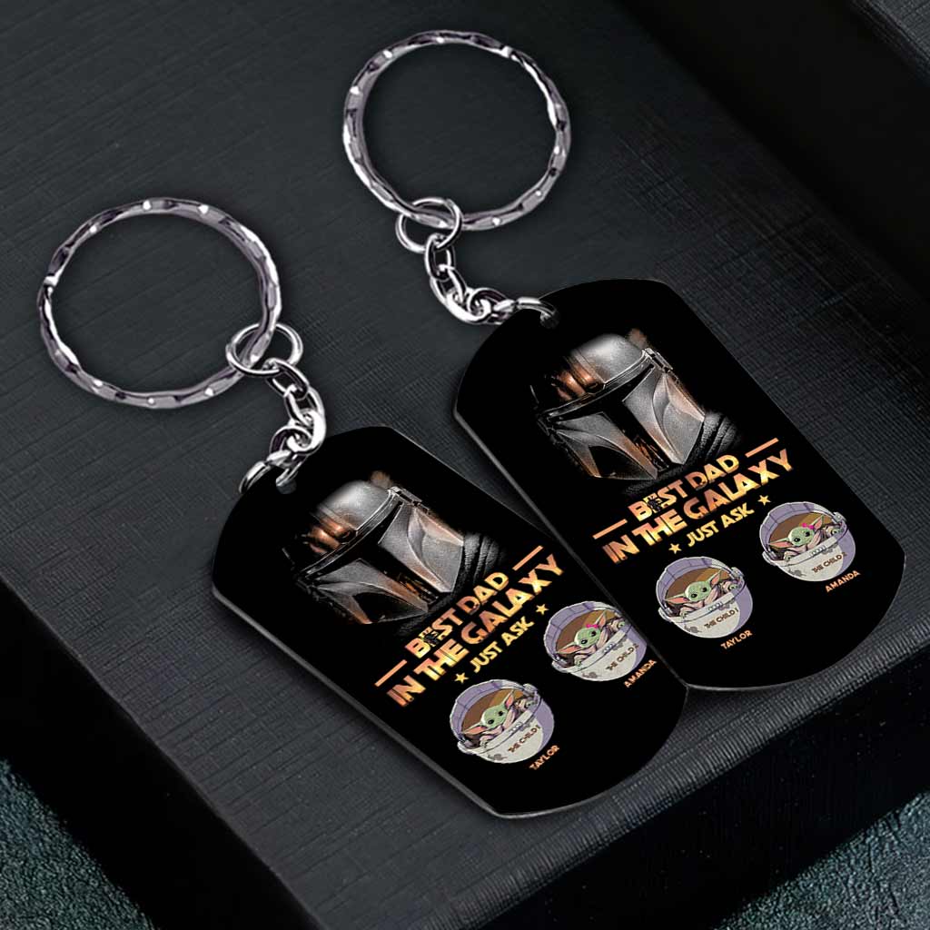 Personalized Stainless Steel Keychain Best Dad in the Galaxy Gift for Father's Day Stainless Steel Keychain GradoCreations