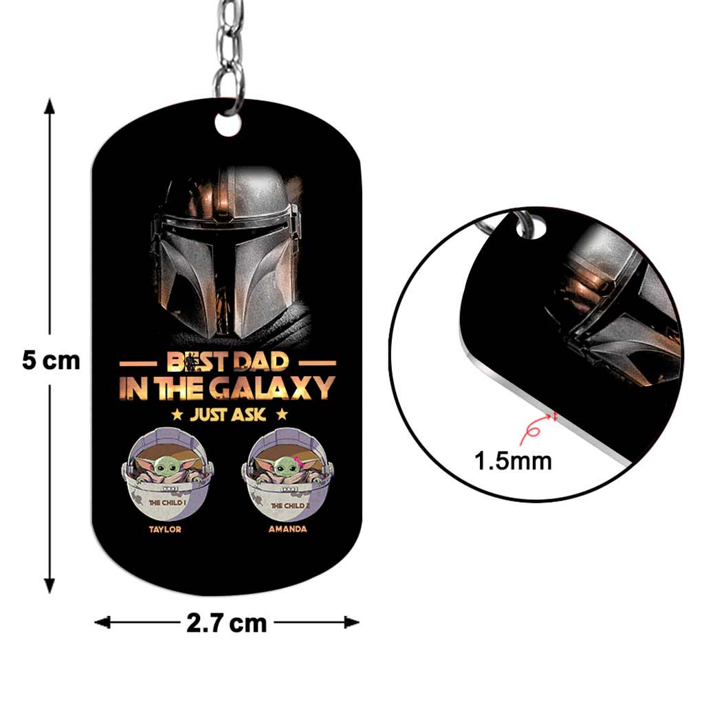 Personalized Stainless Steel Keychain Best Dad in the Galaxy Gift for Father's Day Stainless Steel Keychain GradoCreations