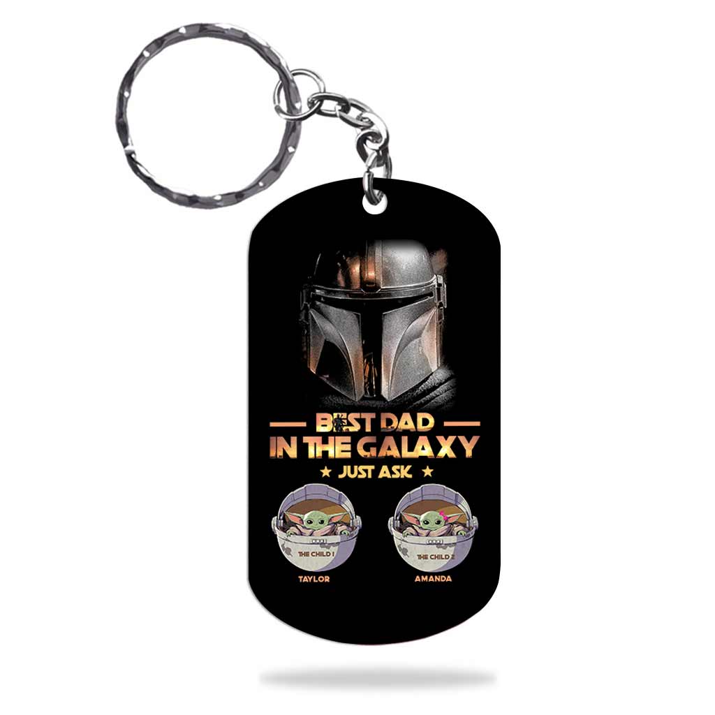 Personalized Stainless Steel Keychain Best Dad in the Galaxy Gift for Father's Day Stainless Steel Keychain GradoCreations
