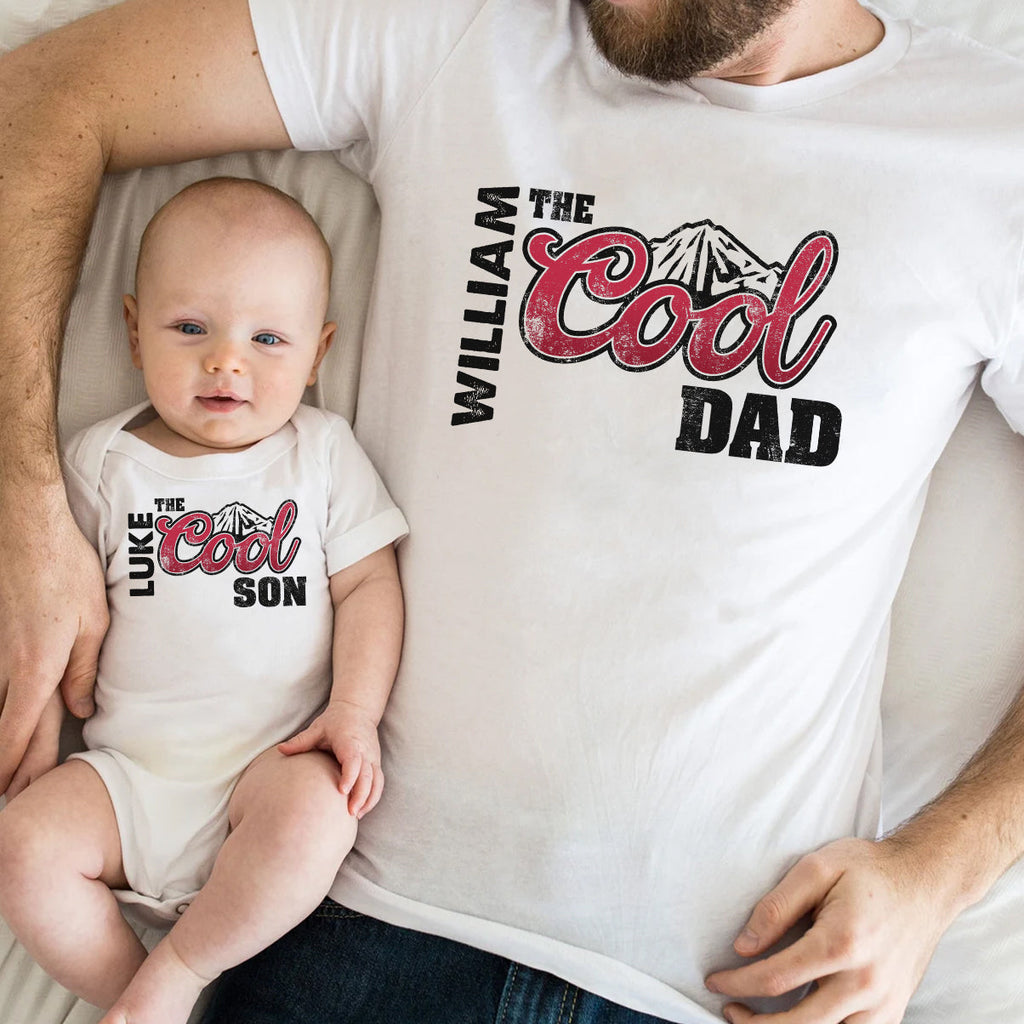 Personalized Cool Dad & Baby Onesie Set Custom Gift for Father T-shirt And Baby Onesie GradoCreations