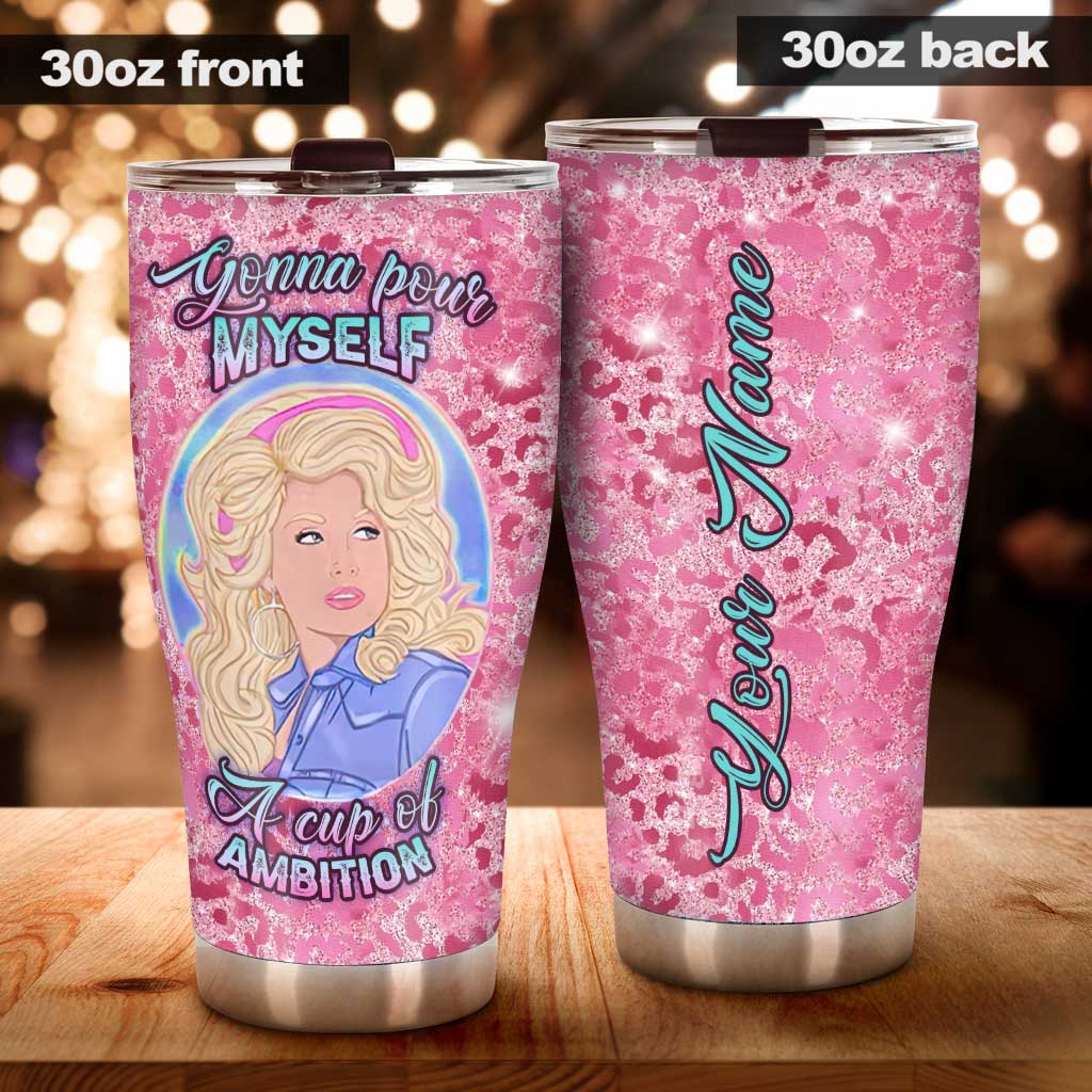 Personalized Pink Glitter Tumbler Custom Name Gift for Mom Tumbler GradoCreations