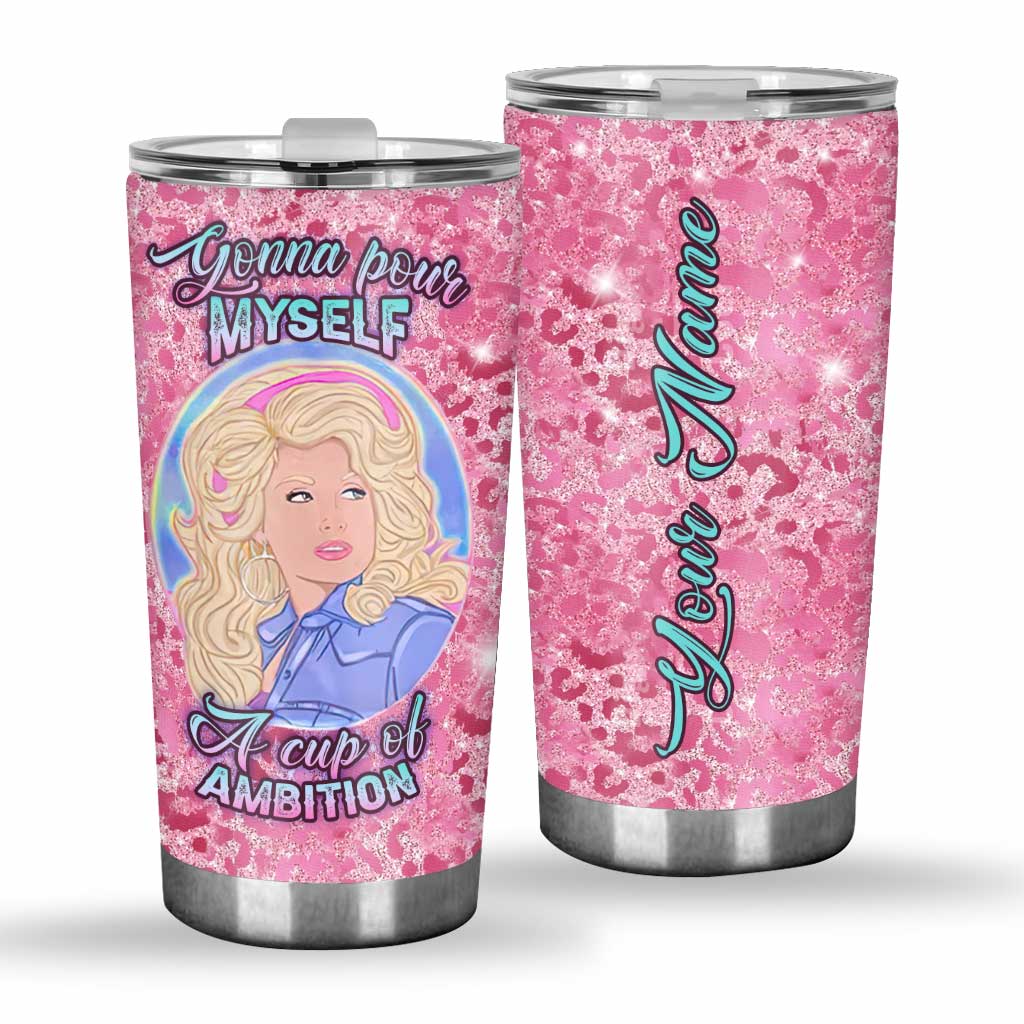 Personalized Pink Glitter Tumbler Custom Name Gift for Mom Tumbler GradoCreations