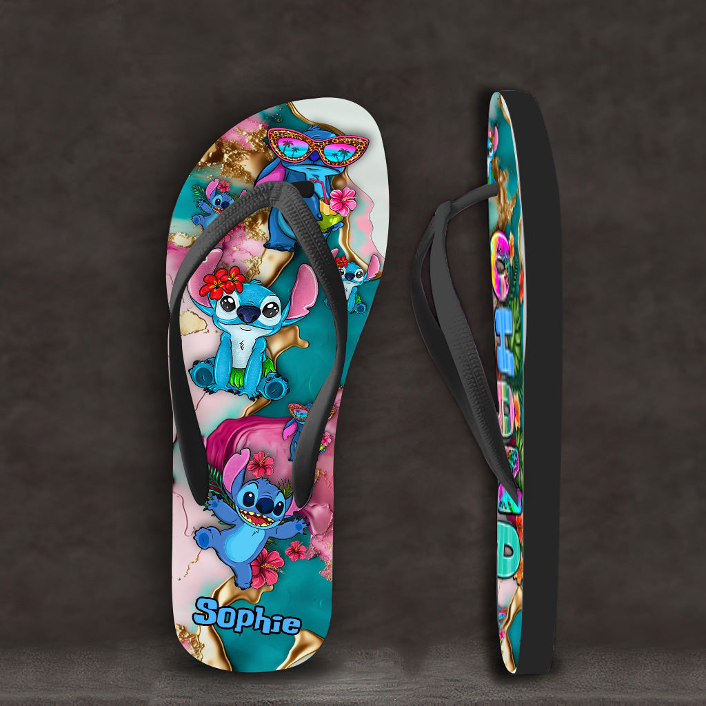 Personalized Tropical Ohana Flip Flops Custom Name Summer Gift Flip Flops GradoCreations