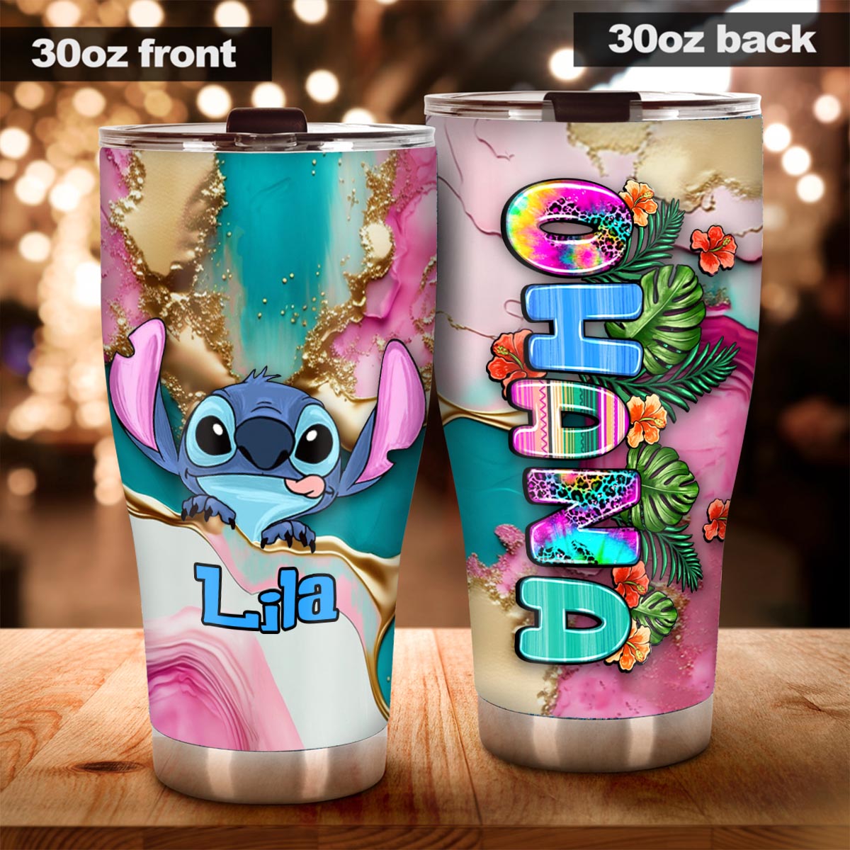 Personalized Tropical Leopard Tumbler Custom Name Gift for Summer Tumbler GradoCreations