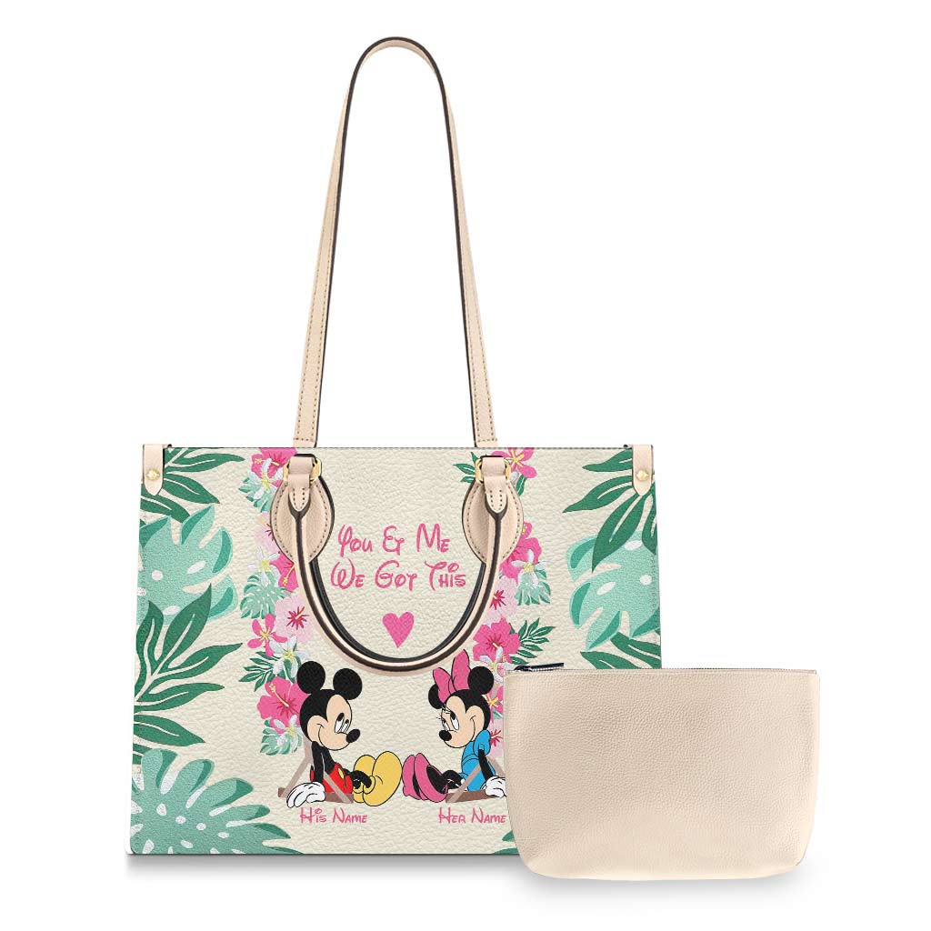 Personalized Leather Handbag with Mickey & Minnie Design for Couples Leather Handbag GradoCreations