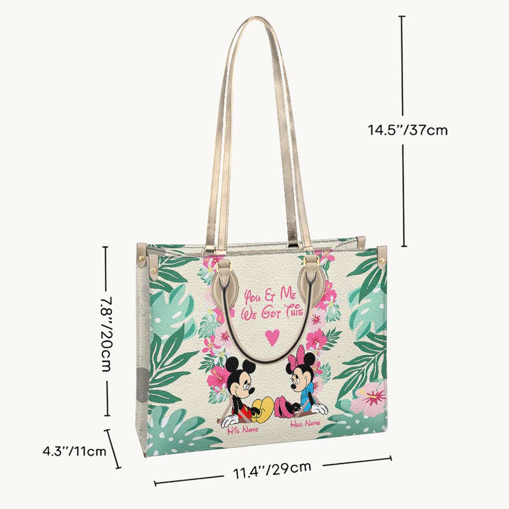 Personalized Leather Handbag with Mickey & Minnie Design for Couples Leather Handbag GradoCreations