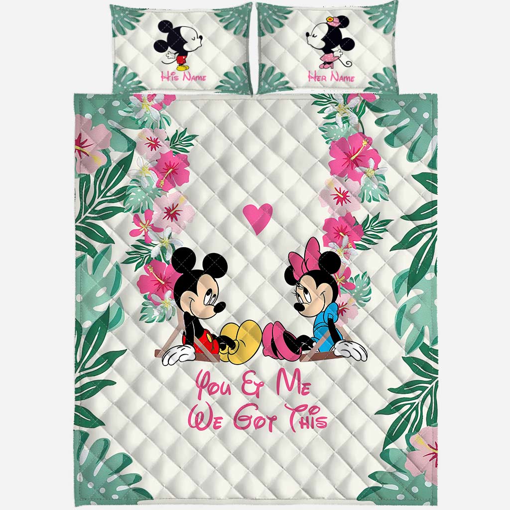 Personalized Mickey & Minnie Mouse Quilt Set for Couples | Unique Gift Quilt Set GradoCreations