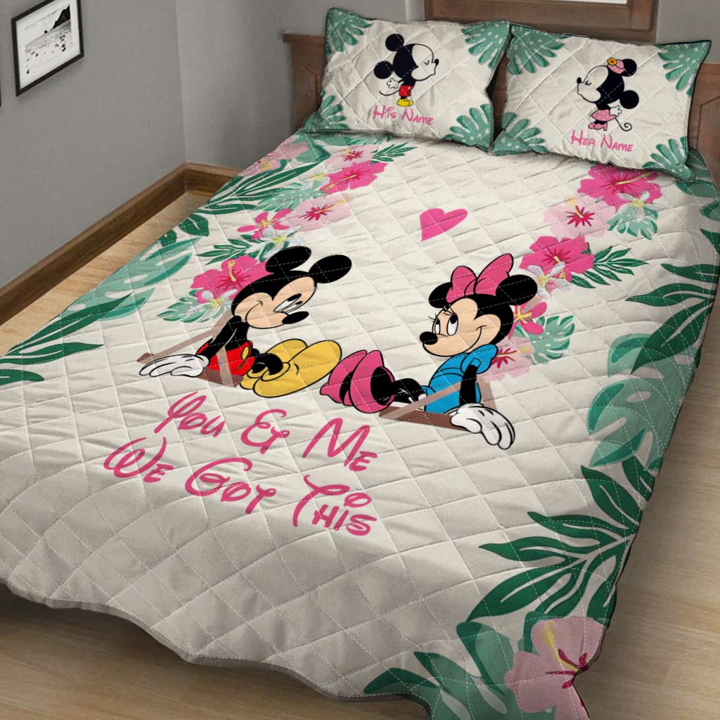 Personalized Mickey & Minnie Mouse Quilt Set for Couples | Unique Gift Quilt Set GradoCreations
