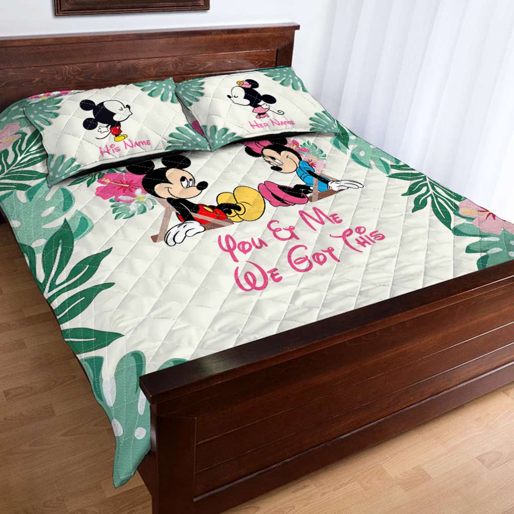 Personalized Mickey & Minnie Mouse Quilt Set for Couples | Unique Gift Quilt Set GradoCreations