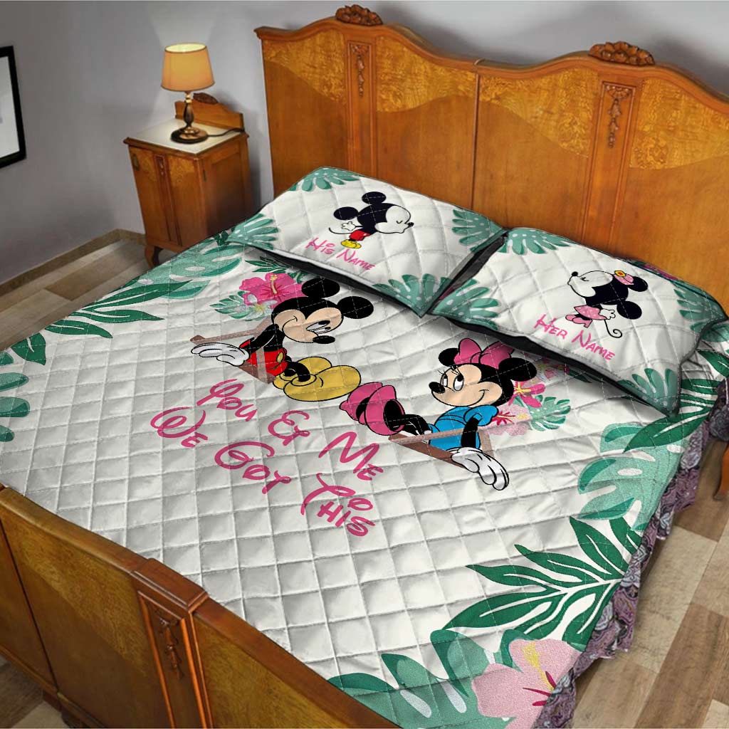 Personalized Mickey & Minnie Mouse Quilt Set for Couples | Unique Gift Quilt Set GradoCreations