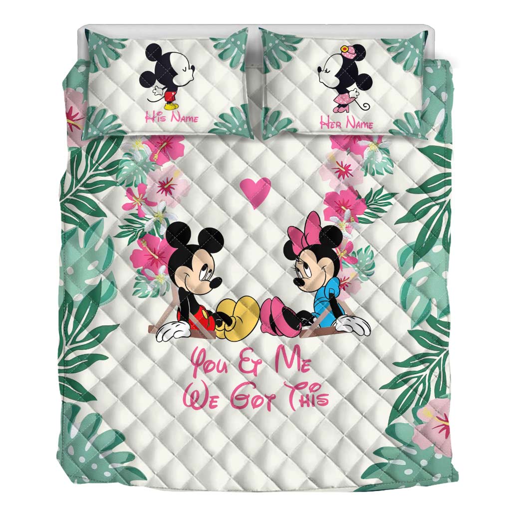 Personalized Mickey & Minnie Mouse Quilt Set for Couples | Unique Gift Quilt Set GradoCreations
