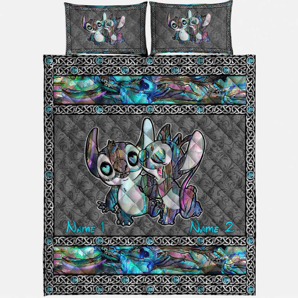 Personalized Cartoon Character Quilt Set Custom Names Couple Gift Quilt Set GradoCreations