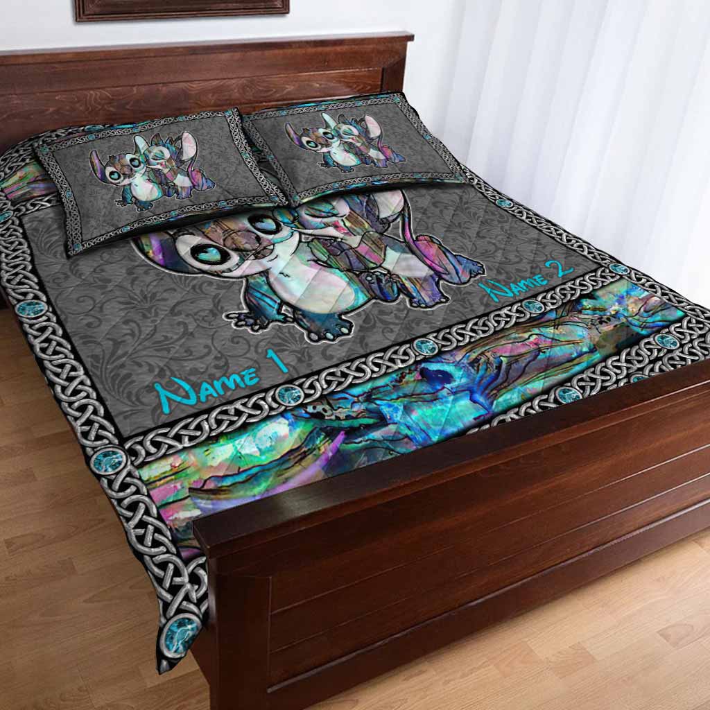 Personalized Cartoon Character Quilt Set Custom Names Couple Gift Quilt Set GradoCreations