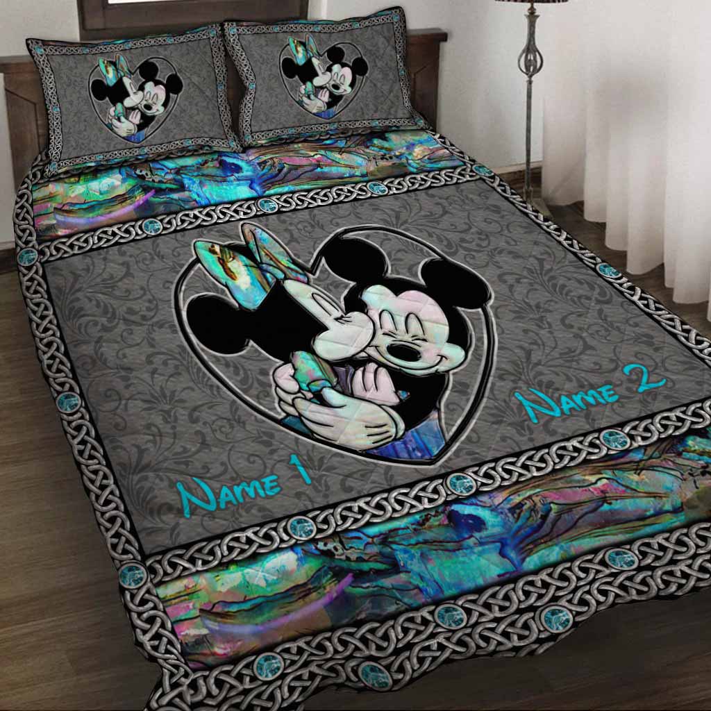 Personalized Mickey Mouse Quilt Set Custom Names Gift for Couples Quilt Set GradoCreations