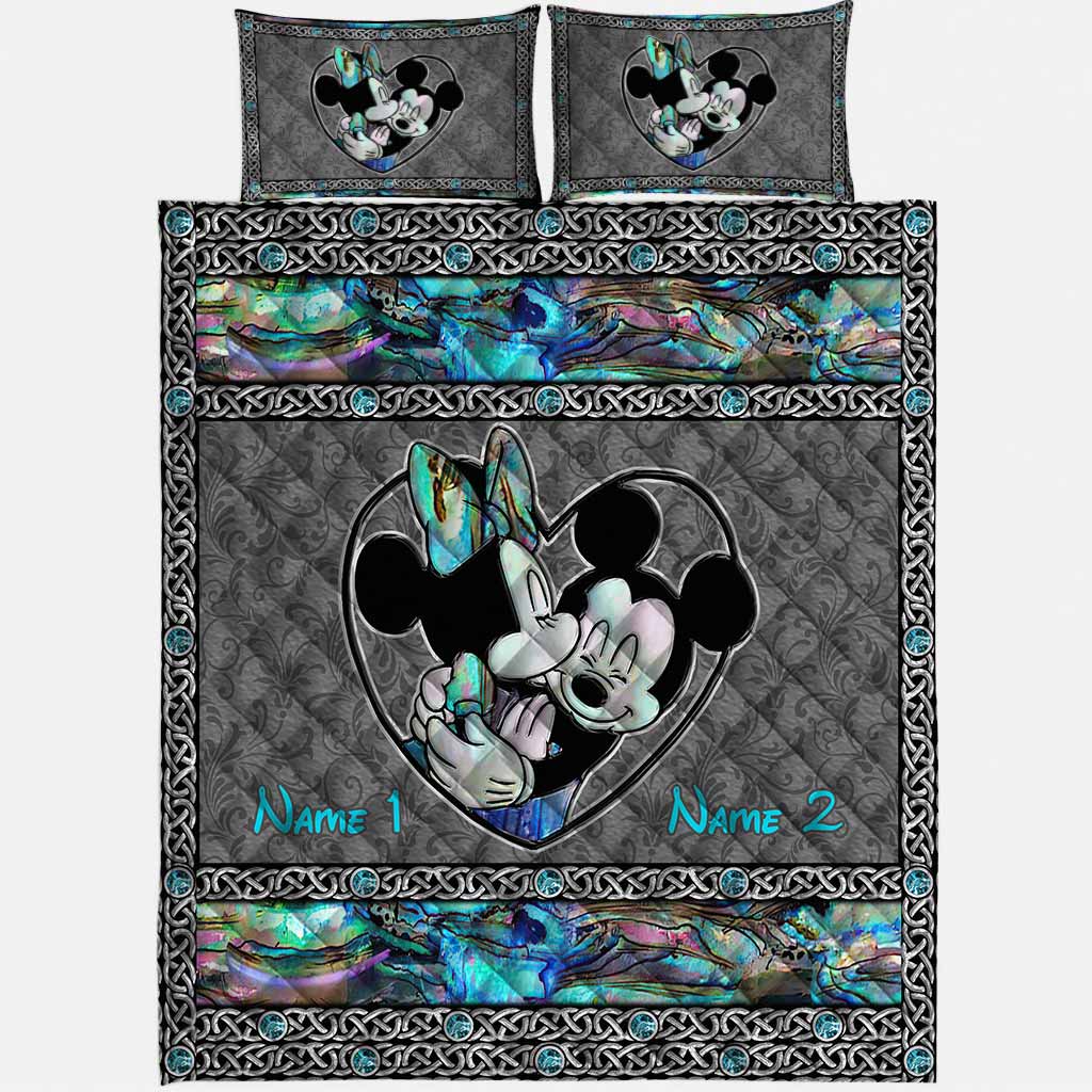 Personalized Mickey Mouse Quilt Set Custom Names Gift for Couples Quilt Set GradoCreations