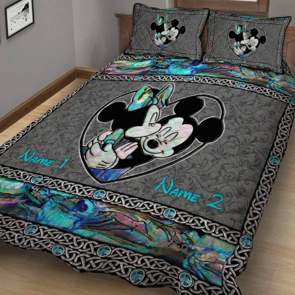 Personalized Mickey Mouse Quilt Set Custom Names Gift for Couples Quilt Set GradoCreations