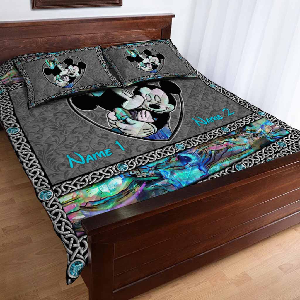 Personalized Mickey Mouse Quilt Set Custom Names Gift for Couples Quilt Set GradoCreations