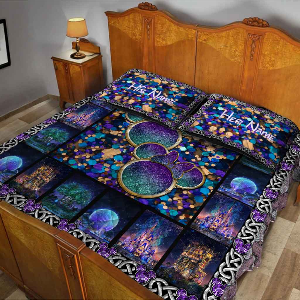 Personalized Mickey Mouse Quilt Set Custom Name Gift for Couples Quilt Set GradoCreations