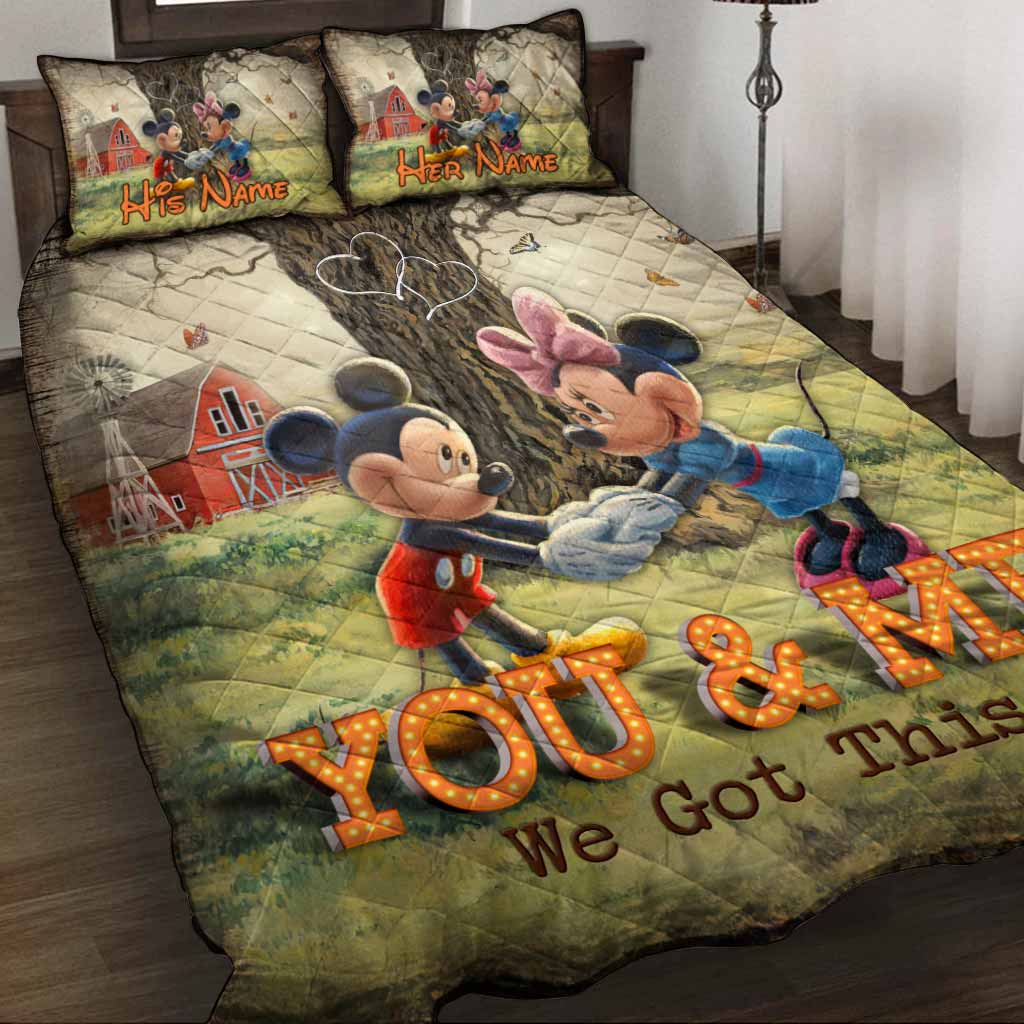 Personalized Mickey Mouse Quilt Set Custom Names Unique Couple Gift Quilt Set GradoCreations