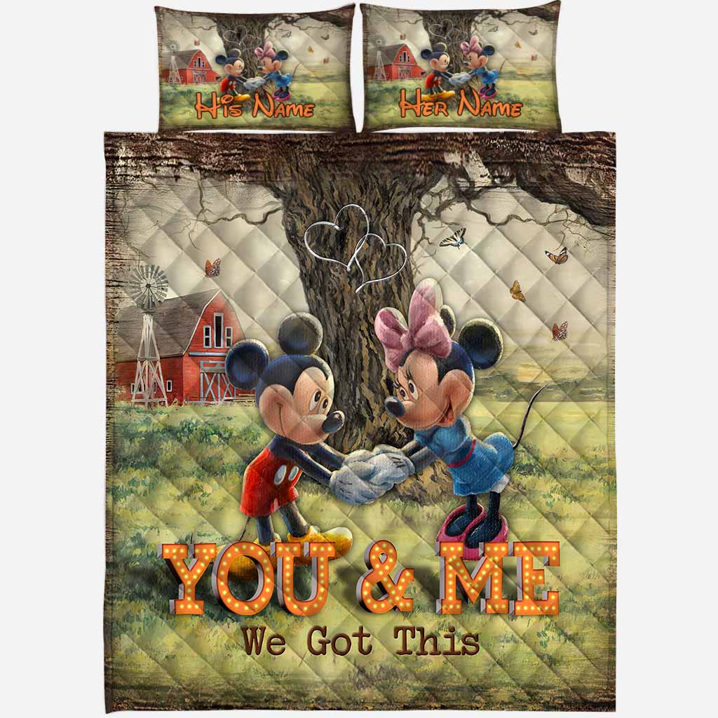 Personalized Mickey Mouse Quilt Set Custom Names Unique Couple Gift Quilt Set GradoCreations